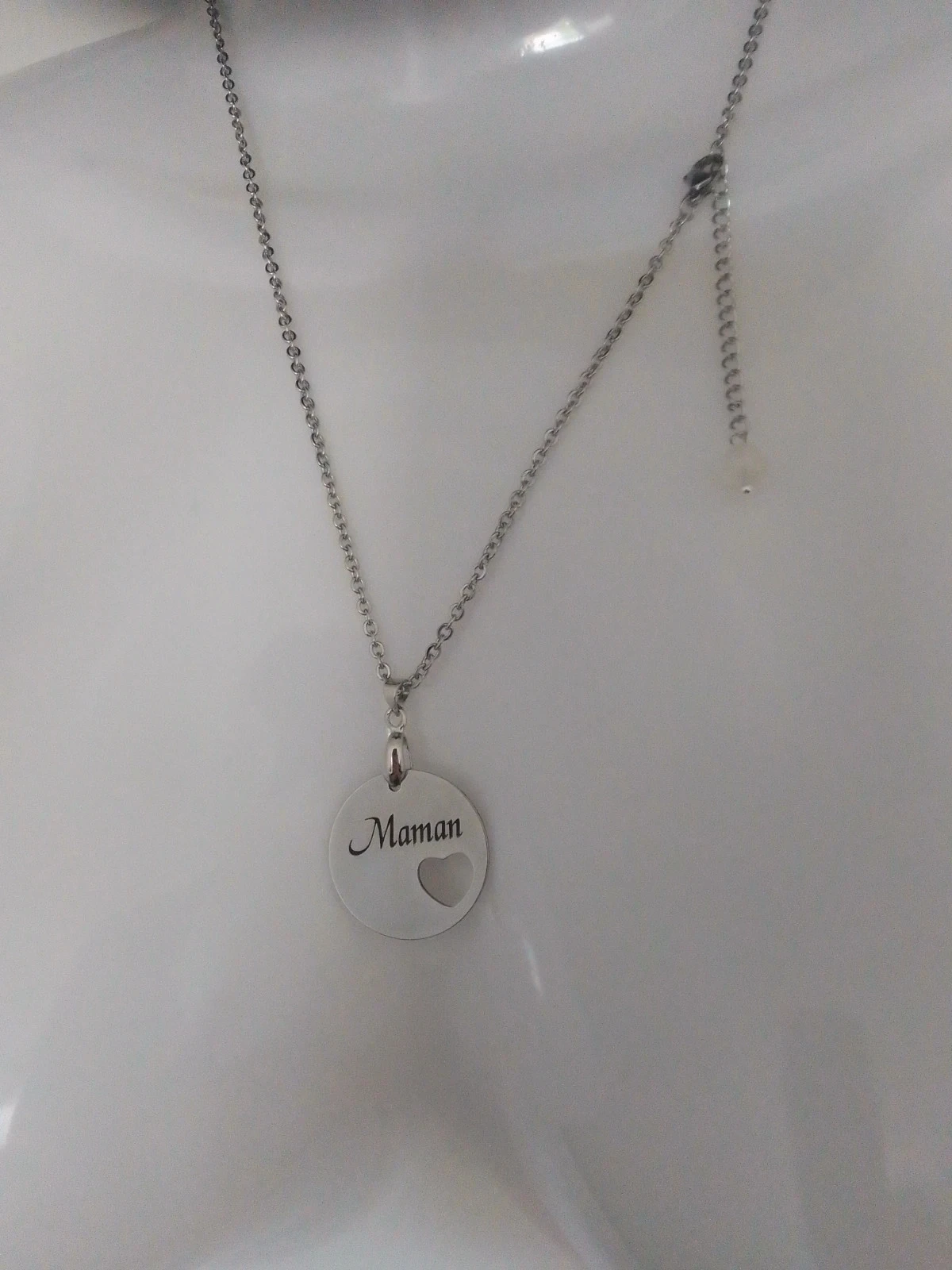 Colar prateado mãe e pedra da lua – photo 3